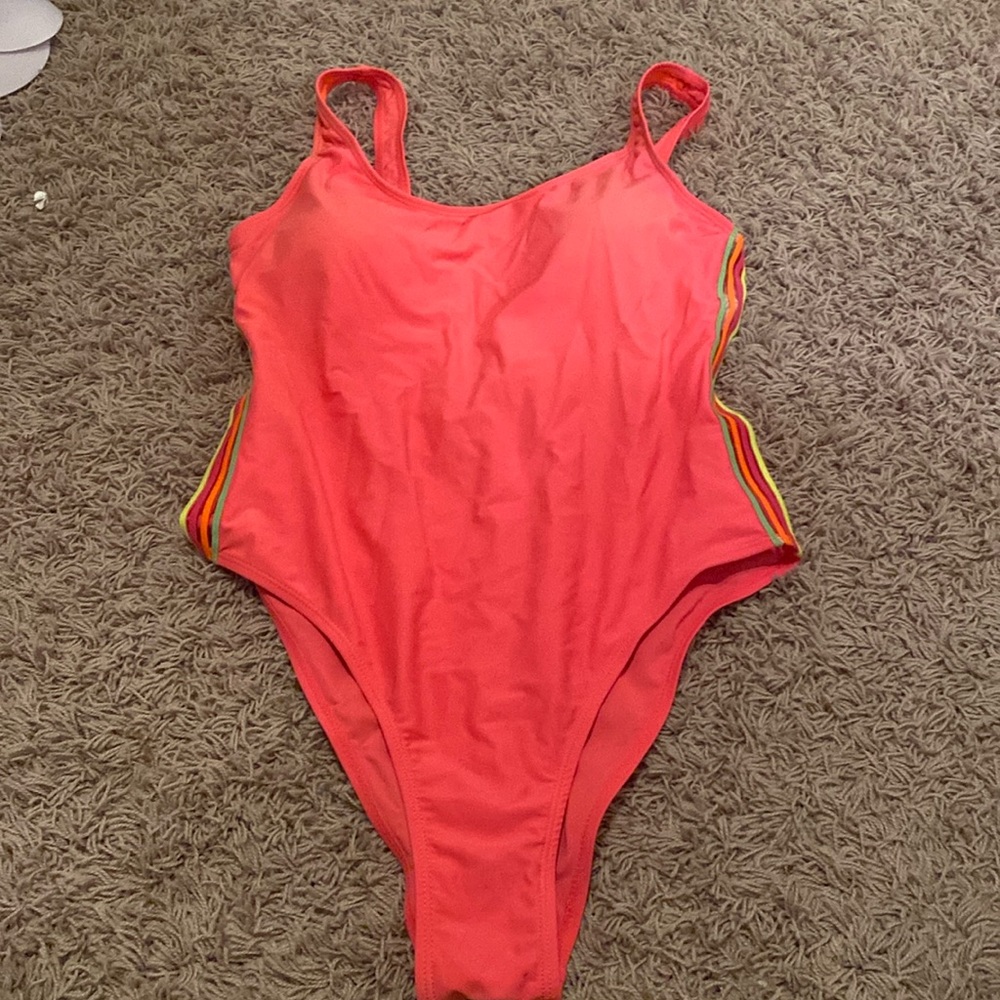 Pink, striped, one piece